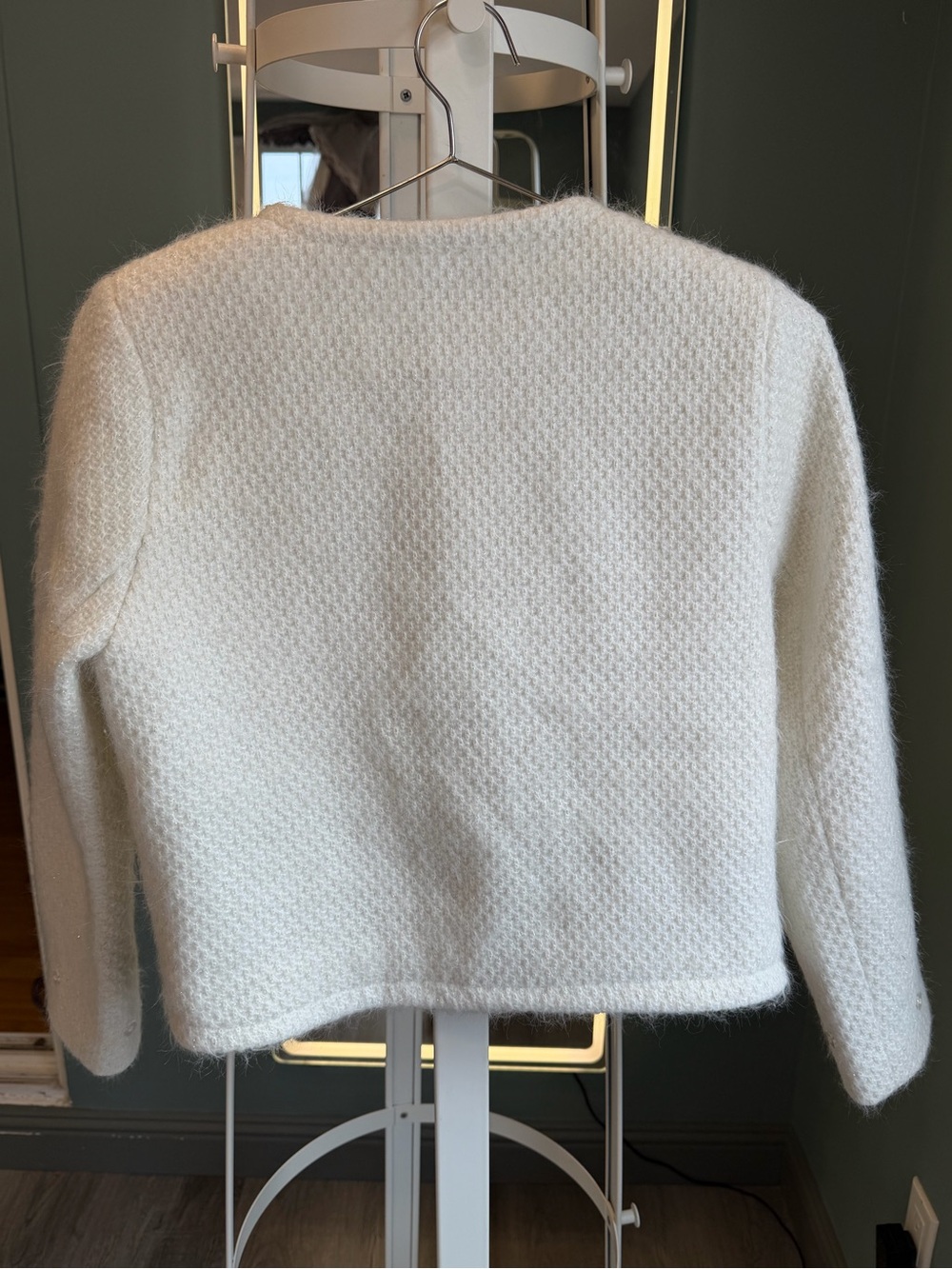 Women's Cream Double-Breasted Bouclé Jacket - Picture 3 of 8